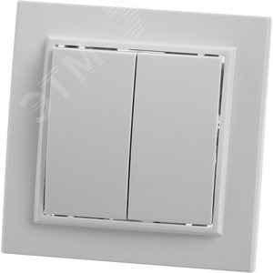 Выключатель 2-клавишный, серия Эрна, белый,