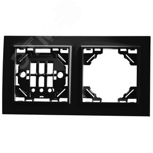 Рамка двухместная горизонтальная, серия Эрна, черный Stekker