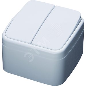 Выключатель двухклавишный серия Basic, белый,