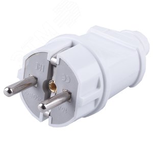 Вилка прямая с/з, пластик 250В, 16A, IP20, белая,