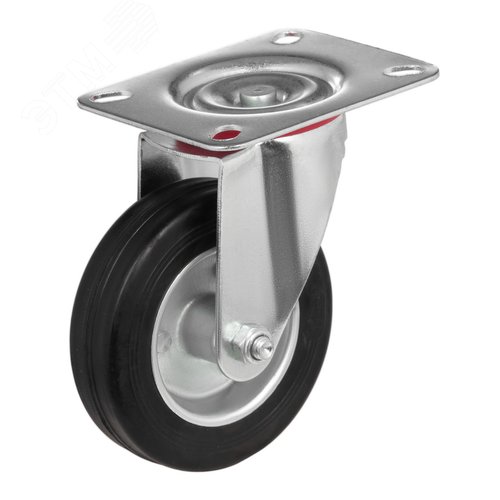 Колесо диаметр 100мм, грузоподъемность 70кг, резина, металл