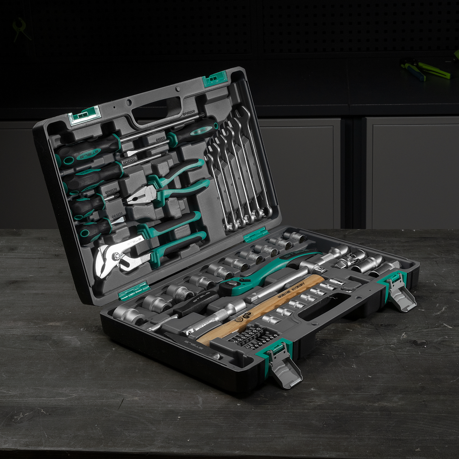 Набор инструментов, 1/2", Cr-V, S2, усиленный кейс, 58 предметов Stels