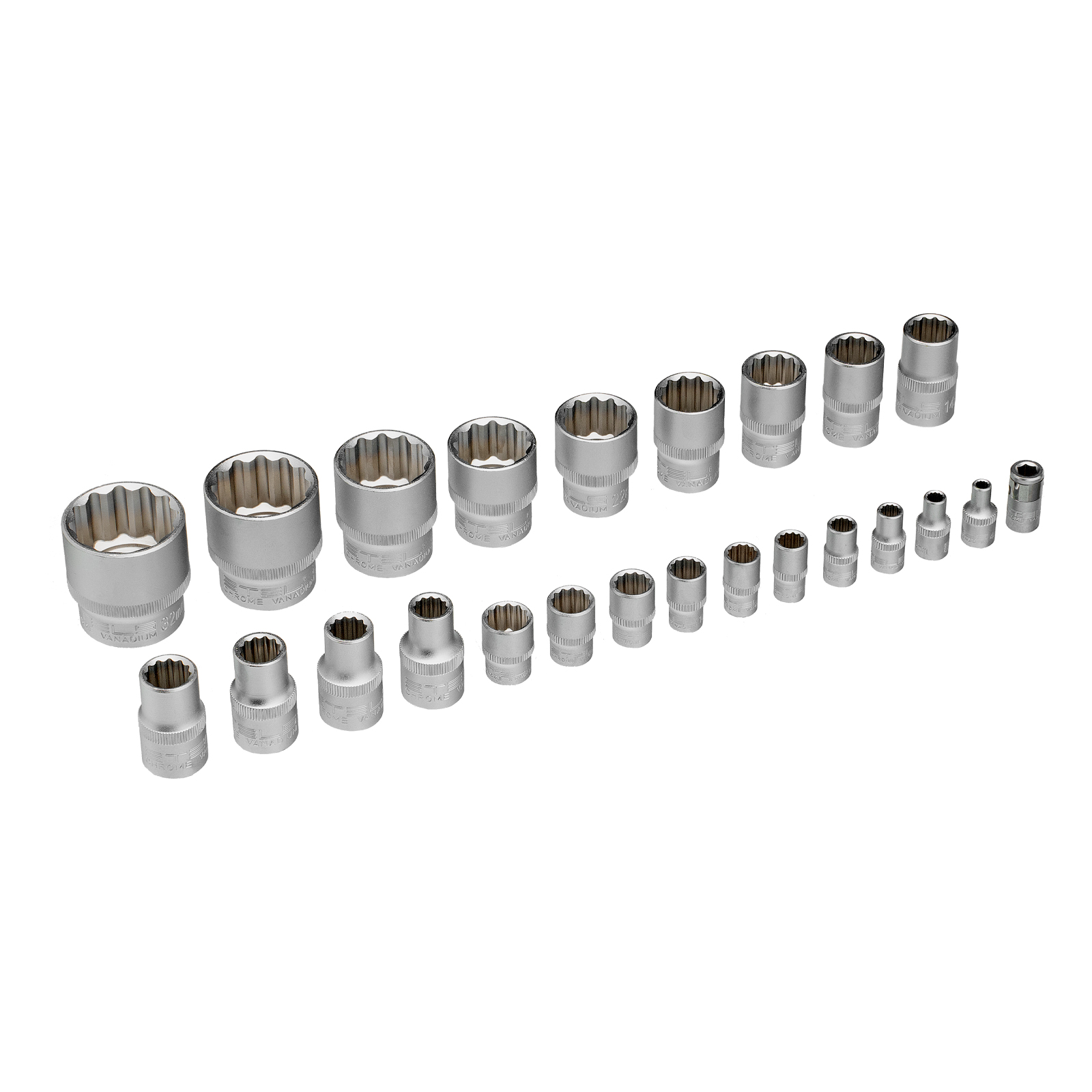 Набор инструментов, 1/2", 1/4", CrV, 12 гранные головки, пластиковый кейс, 76 предметов Stels