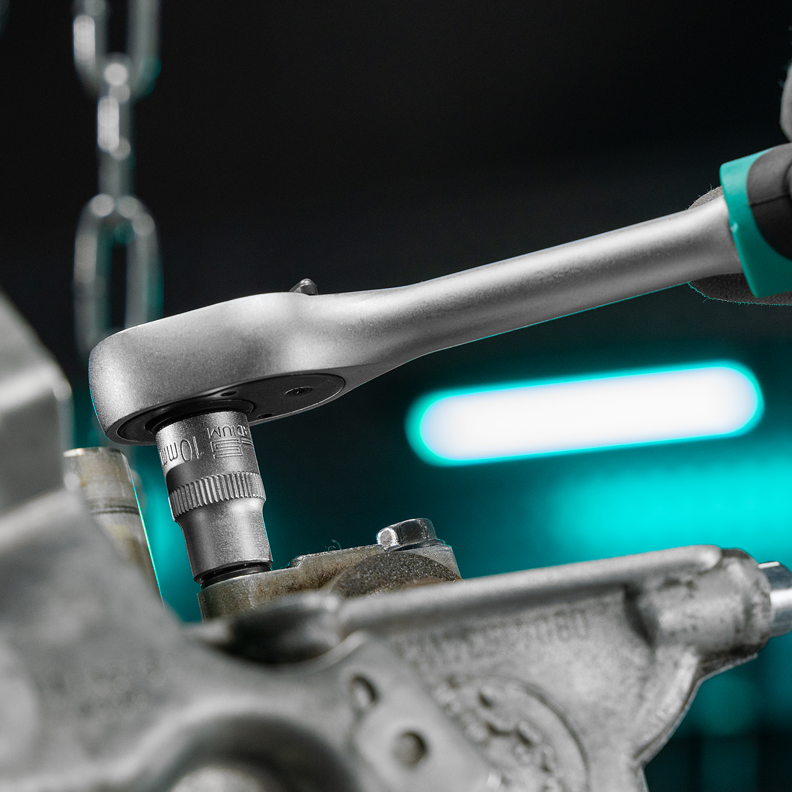 Набор торцевых головок, 3/8", головки 7 - 22 мм, с трещот. ключом, CrV,11 предметов Stels