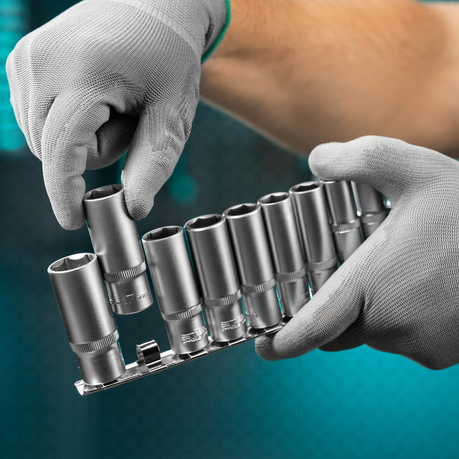 Набор удлиненных торцевых головок 3/8, шестигранные, CrV, 10 шт, 8-19 мм Stels