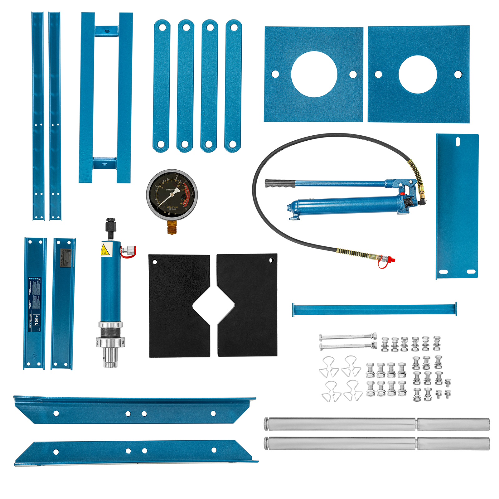 Пресс гидравлический с манометром, 12 т (комплект из 2 частей) Stels