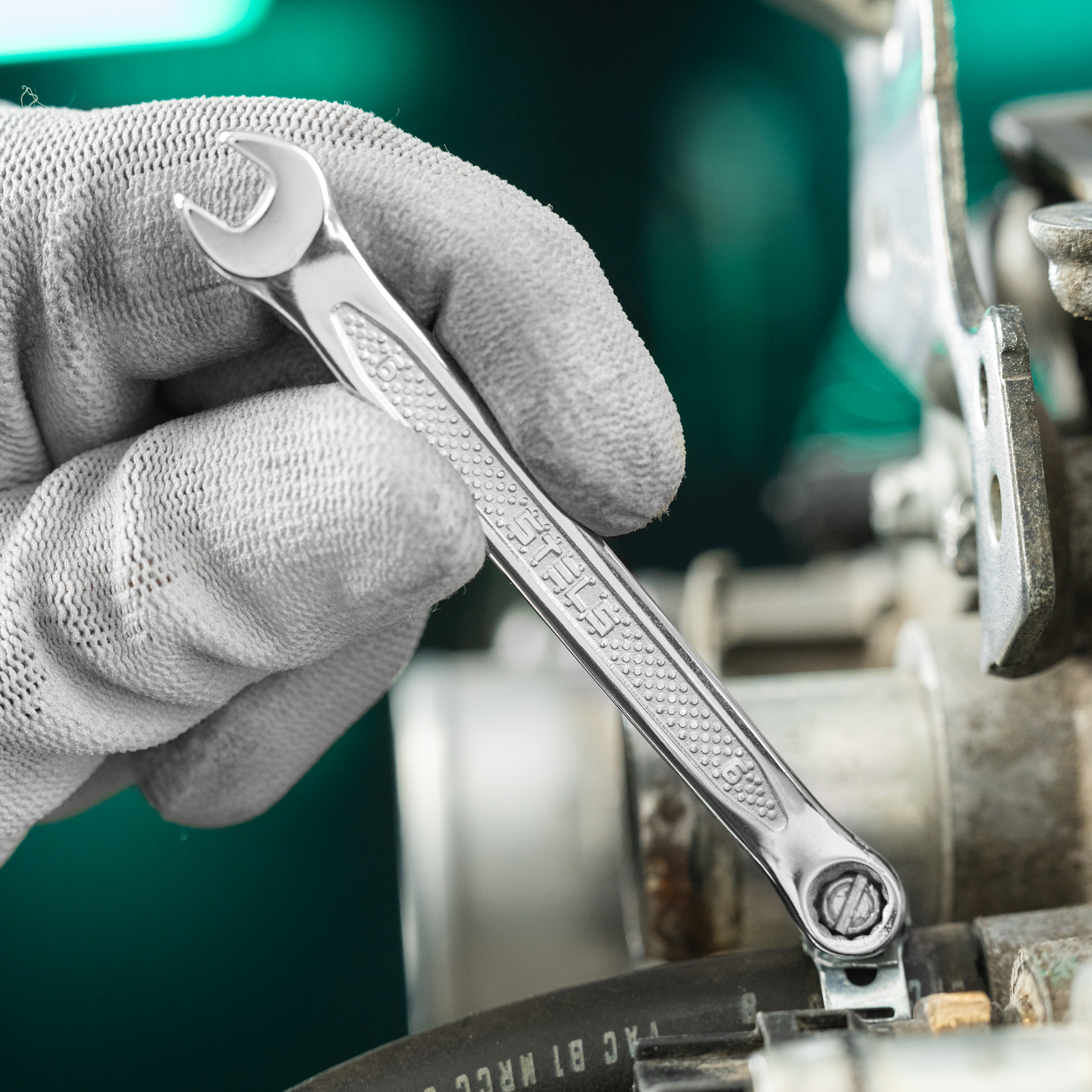 Ключ комбинированный, 6 мм, CrV, антислип Stels