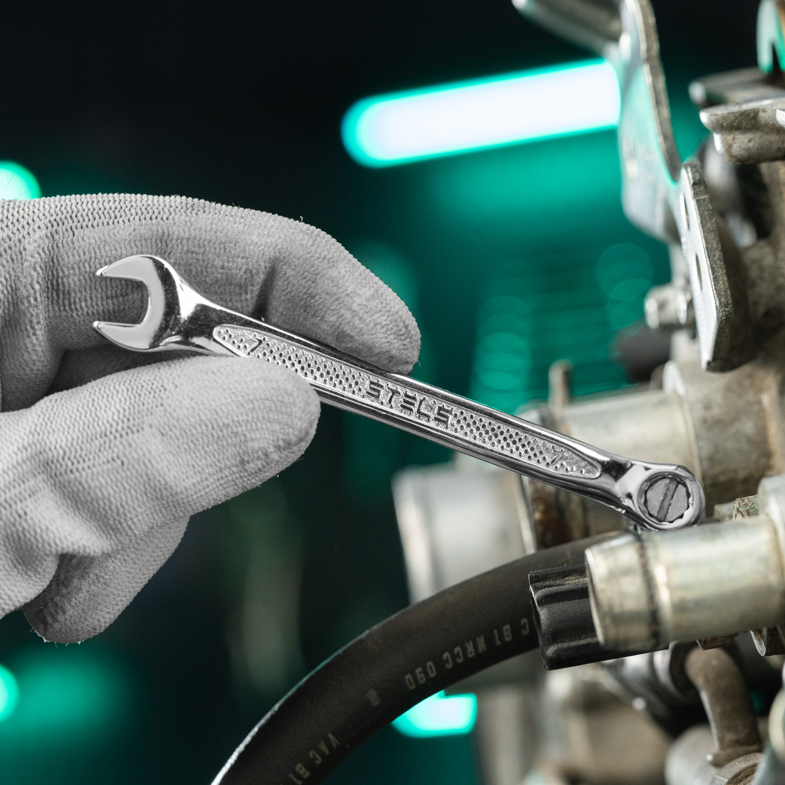 Ключ комбинированный, 7 мм, CrV, антислип Stels