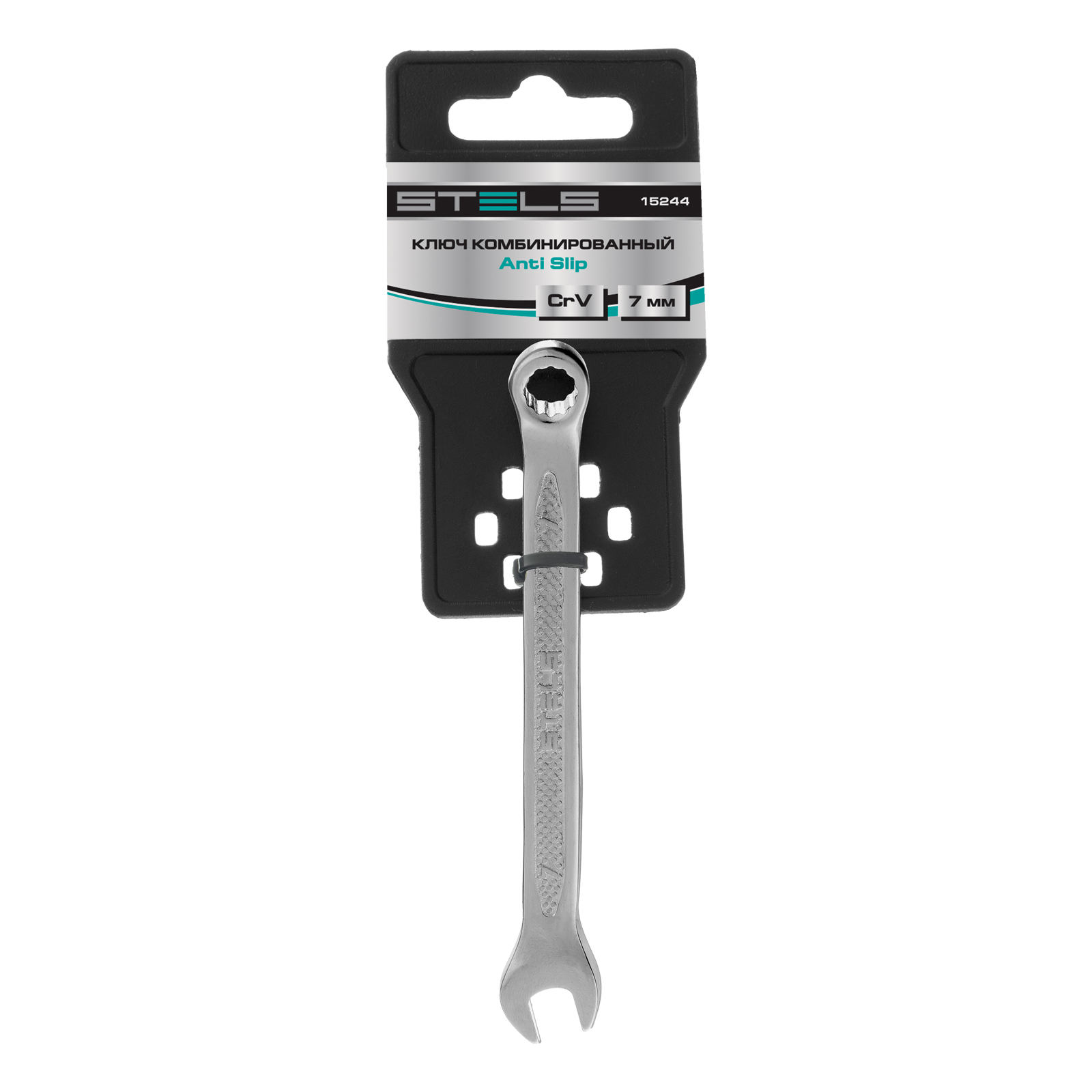 Ключ комбинированный, 7 мм, CrV, антислип Stels