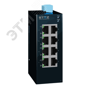 Коммутатор неуправляемый, монтаж на DIN рейку, 8 портов 10/100Base-TX, 24VDC (18-36VDC) резервированный источник питания