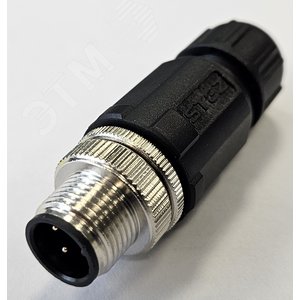 Разъем М12, 4A, штыревой, пайка, пластиковый, прямой, резьба PG7, кабельная часть