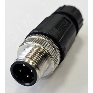 Разъем М12, 4D, штыревой, пайка, пластиковый, прямой, резьба PG7, кабельная часть