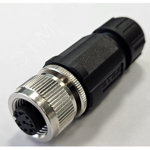 Разъем М12, 8A, гнездовой, пайка, пластиковый, прямой, резьба PG7, кабельная часть