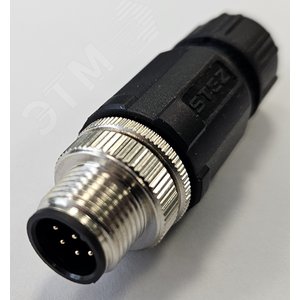 Разъем М12, 8A, штыревой, пайка, пластиковый, прямой, резьба PG7, кабельная часть