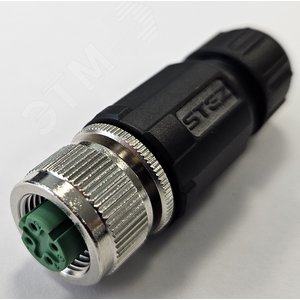 Разъем М12, 4D, гнездовой, пайка, пластиковый, прямой, резьба PG7, кабельная часть