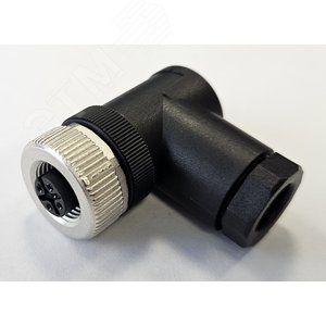 Разъем М12, 5A, гнездовой, винт, пластиковый, угловой, резьба PG9, кабельная часть