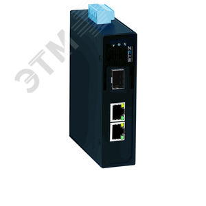Медиаконвертер, 1 порт SFP 100 Base-X, 2 порта 10/100-TX RJ45 port, 18-30VAC/12-48VDC dual redundant power inputs, -40 to 75 град