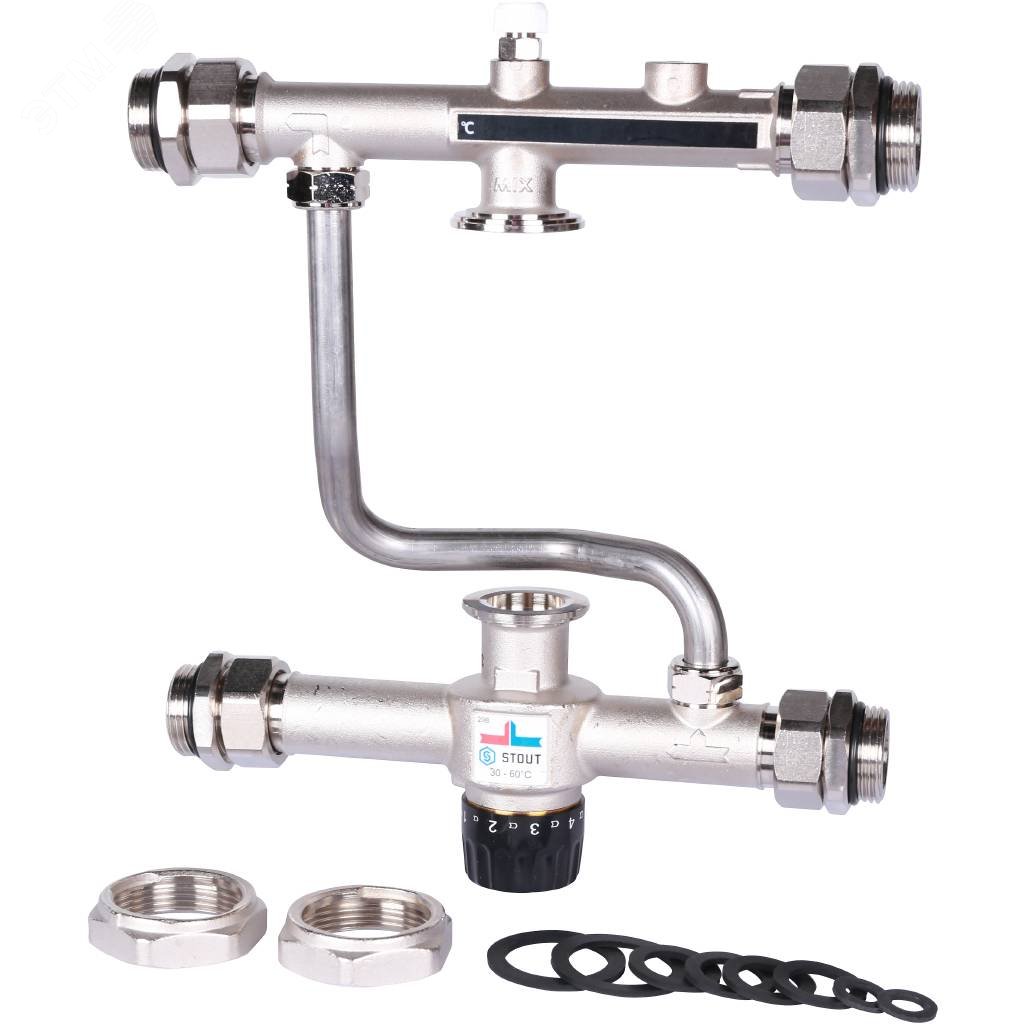 Узел насосно-смесительный с термостатическим клапаном 30-60 град.C, без насоса