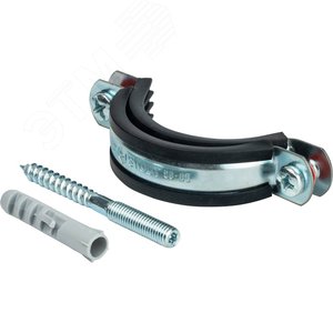 Хомут для труб комплект хомут+шпилька шуруп +дюбель пластиковый 2' (59-65)
