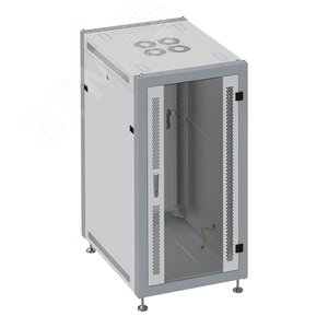 Шкаф монтажный телекоммуникационный напольный 19' 18U передняя дверь стекло. задняя дверь металл. поворотная ручка с замком IP20. 600x600x935mm(ШхГхВ)