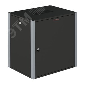 Шкаф телекоммуникационный настенный 19' 12U дверь металл IP20. 600x600x585mm(ШхГхВ) цвет черный(RAL 9004/RAL7000)