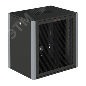Шкаф телекоммуникационный настенный 19' 12U дверь перфорированная IP20. 600x600x585mm(ШхГхВ) цвет черный(RAL 9004/RAL7000)