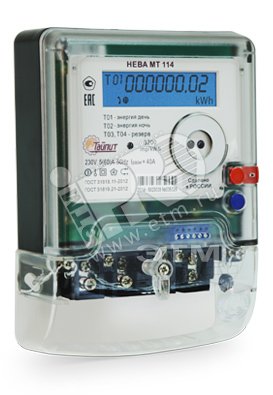 Счётчик электроэнергии однофазный НЕВА МТ 114 AS E4PC 5(60)A Ур регион