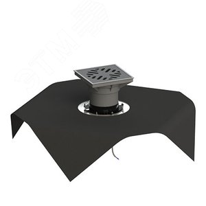 трап вертикальный дворовый регулируемый тп-616.160в-э с выходным диаметром 160 мм, с прижимным фланцем, чугунной решеткой, с битумно-полимерной прокла