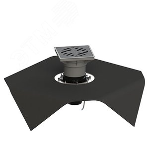 трап вертикальный дворовый регулируемый тп-616.110в-э с выходным диаметром 110 мм, с прижимным фланцем, чугунной решеткой, с битумно-полимерной прокла