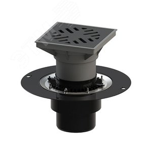 Трап вертикальный дворовый регулируемый ТП-616.160 с выходным диаметром 160 мм, с прижимным фланцем, чугунной решеткой