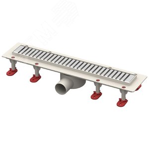 трап линейный с сухим затвором, с горизонтальным выходом d50 мм, решетка l500 мм, решетка нержавеющая сталь