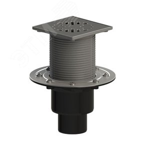 Трап вертикальный регулируемый ТП-310 для внутренней канализации 110 мм, с решеткой из нержавеющей стали 15х15 см и гидрозатвором