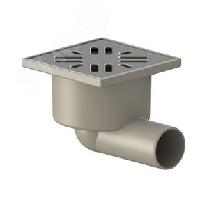 Трап горизонтальный ТП-101.40 для внутренней канализации 40 мм, с решеткой из нержавеющей стали 10х10 см и сухим затвором