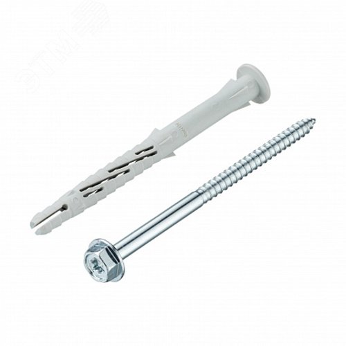 Дюбель фасад. с шурупом шест.гол.  с  шлицем TORX прессшайба 10x120 (4 шт) - пакет Tecfi