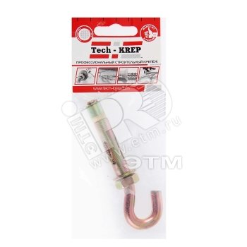 Болт анкерный 12х70 с крюком (1шт) - пакет        Tech-Krep