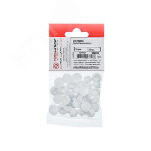 Заглушка декоративная 10 мм белая (35 шт) - пакет Tech-Krep