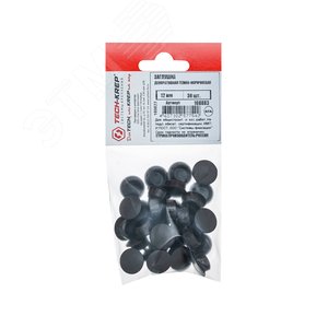 Заглушка декоративная 12 мм темно-коричневая (30 шт) - пакет Tech-Krep