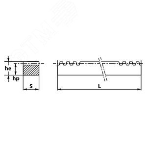 Рейка зубчатая прямозубая: 30x30, L=2000 мм, M=3 CR30200 TECHNIX