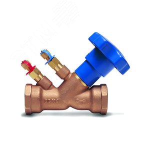 Клапан балансировочный латунный муфтовый с двумя отводами для измерения, внутр резьба, корпус латунь, диск латунь,DN25 PN25