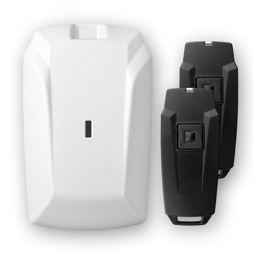Устройство беспроводной охранной сигнализации. Комплект: радиоприемное устройство (РПУ) + 2 брелока (РПД), диапазон 433 МГц, дальность 300 м, 1 сигнал