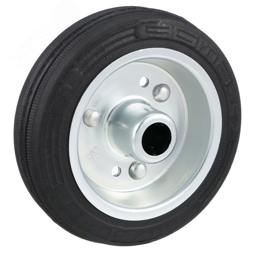 Колесо под ось, диаметр 100мм, грузоподъемность 80кг, черная резина, сталь