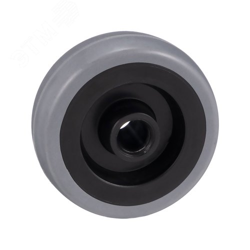 Колесо диаметр 50мм, грузоподъемность 35кг, серая резина, полипропилен, под ось