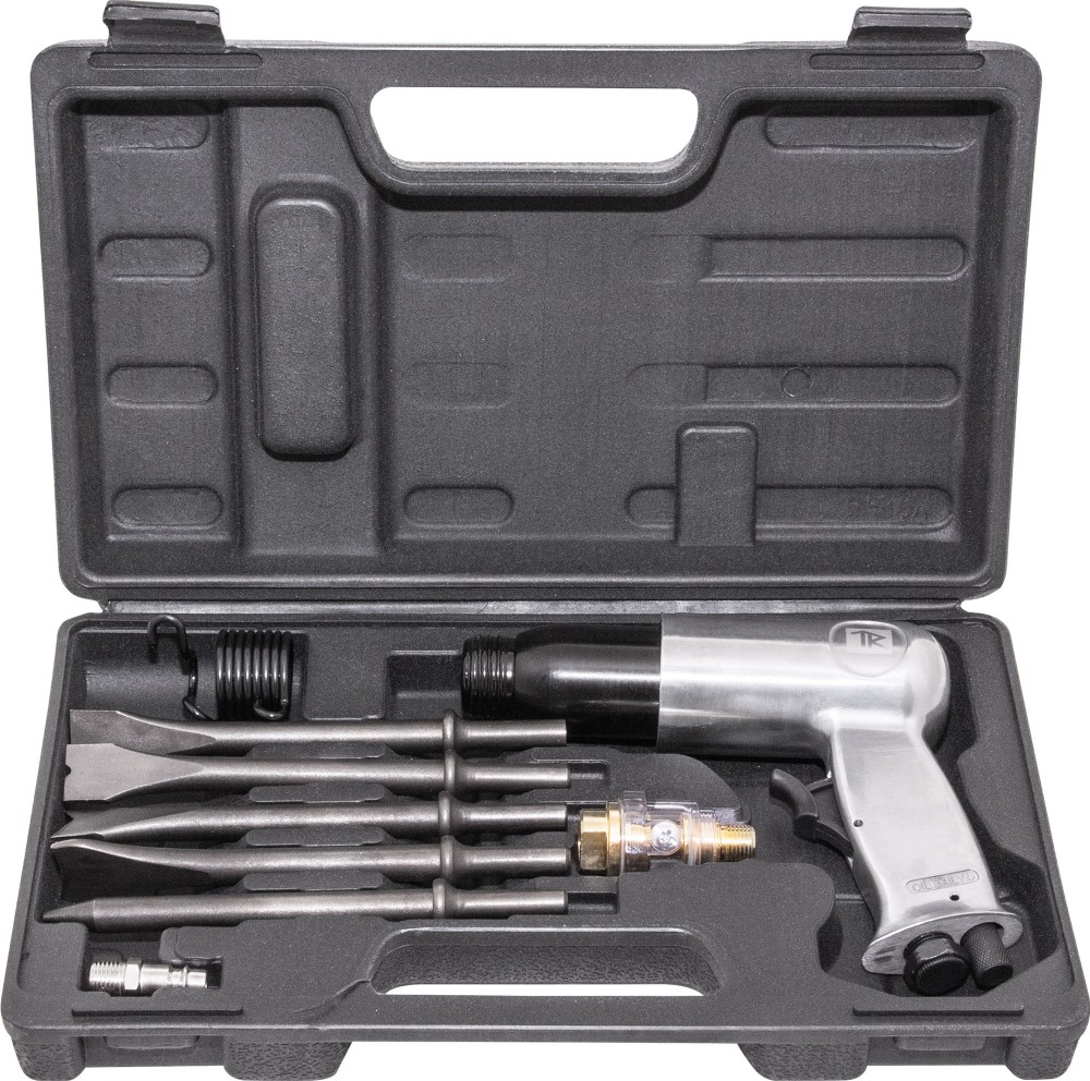 AHK9190 Молоток пневматический 190 мм в наборе с насадками, 9 предметов