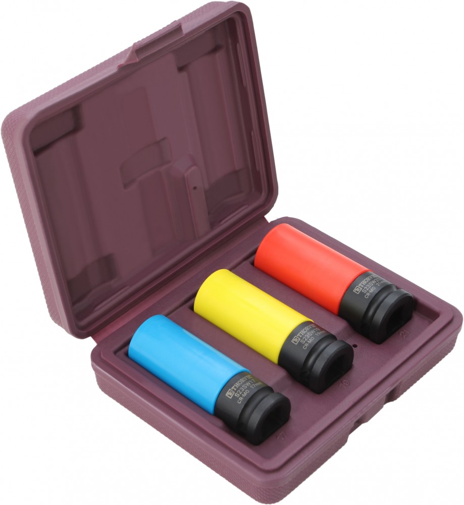 S23SW3S Набор головок торцевых ударных глубоких 1/2"DR для лекгосплавных колесных дисков, 17,19,21 мм, 3 предмета