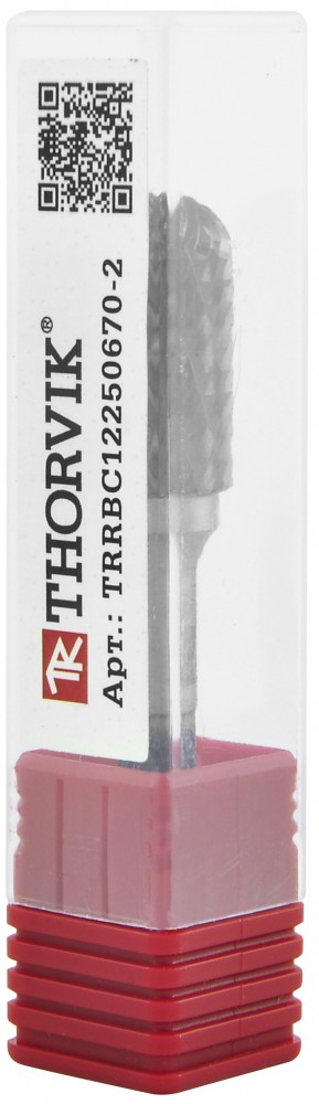 TRRBC08200665-2  Борфреза твердосплавная цилиндрическая с радиусным торцом, тип C, 8 мм, двойная насечка, в боксе