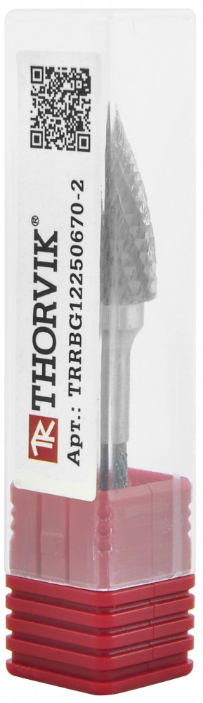 TRRBG12250670-2  Борфреза твердосплавная гиперболическая с заостренным концом, тип G, 12 мм, двойная насечка, в боксе