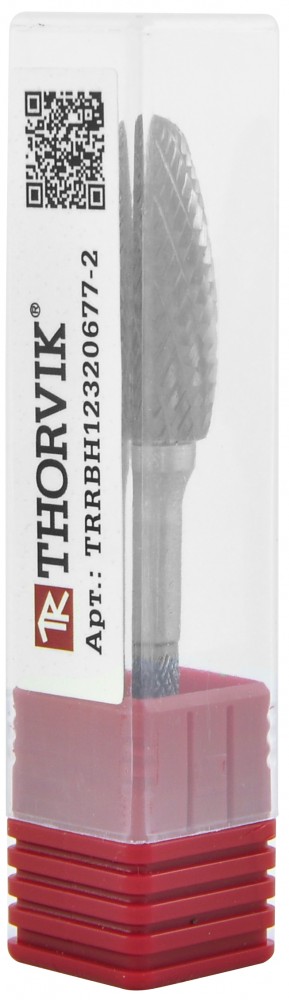 TRRBH08200665-2  Борфреза твердосплавная пламевидная, тип H, 8 мм, двойная насечка, в боксе