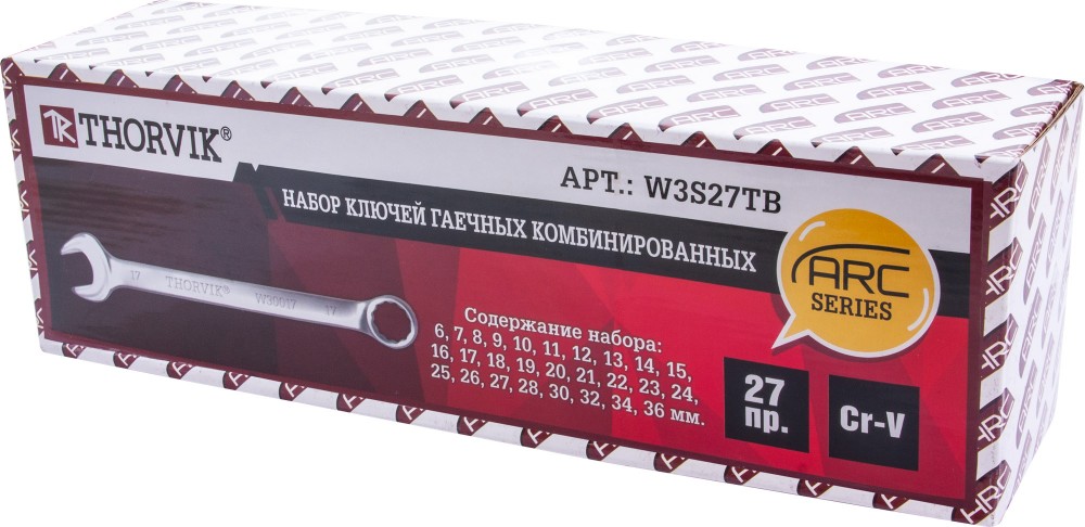 W3S27TB Набор ключей гаечных комбинированных серии ARC в сумке, 6-36 мм, 27 предметов