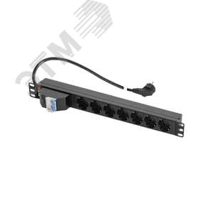 Блок розеток 19д 7 гнезд ''евророзетка'' 16A двухполюсный автомат 16А шнур питания 2 метра ''евровилка'' сечение 3*15 мм2 металлический корпус защита 