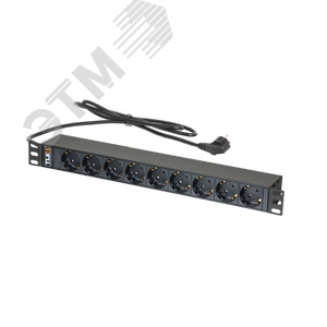 Блок розеток 19д 9 гнезд ''евророзетка'' макс. нагрузка 16 А шнур питания 18 метра ''евровилка'' сечение 3*15 мм2 металлический корпус макс. мощность 